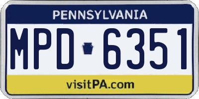 PA license plate MPD6351