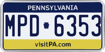 PA license plate MPD6353
