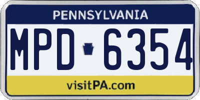 PA license plate MPD6354
