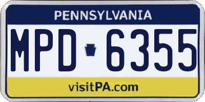 PA license plate MPD6355