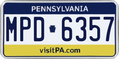 PA license plate MPD6357