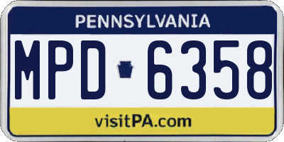 PA license plate MPD6358