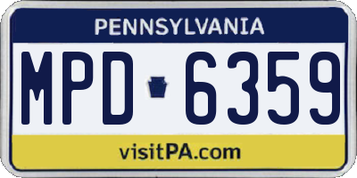 PA license plate MPD6359