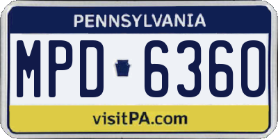 PA license plate MPD6360