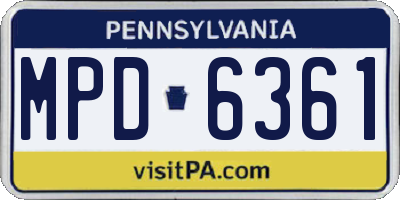 PA license plate MPD6361