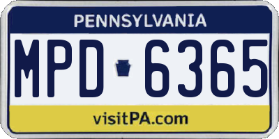 PA license plate MPD6365