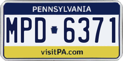 PA license plate MPD6371