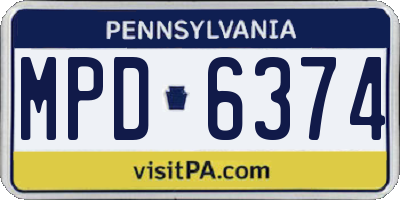 PA license plate MPD6374