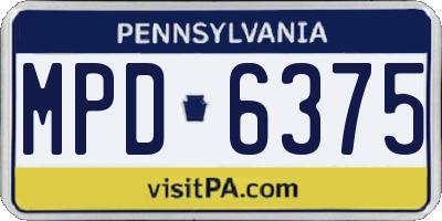 PA license plate MPD6375