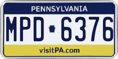 PA license plate MPD6376