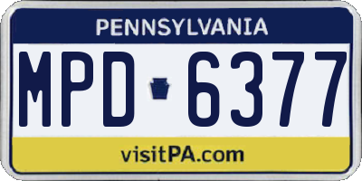 PA license plate MPD6377