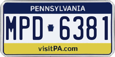 PA license plate MPD6381