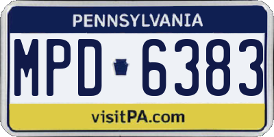 PA license plate MPD6383