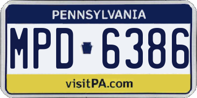 PA license plate MPD6386