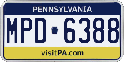 PA license plate MPD6388