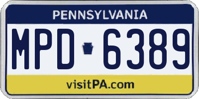 PA license plate MPD6389