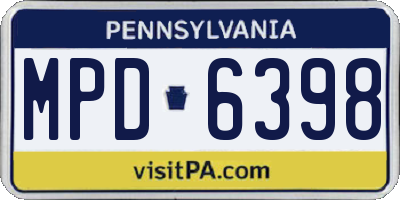 PA license plate MPD6398