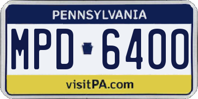 PA license plate MPD6400