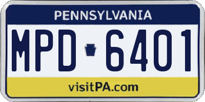 PA license plate MPD6401