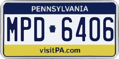 PA license plate MPD6406