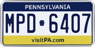 PA license plate MPD6407