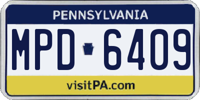 PA license plate MPD6409