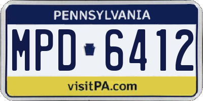 PA license plate MPD6412