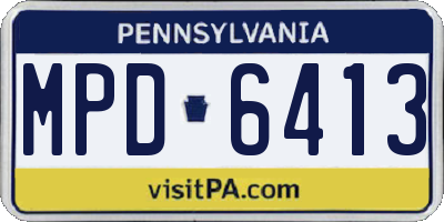 PA license plate MPD6413