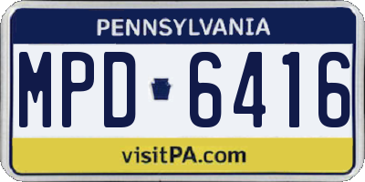 PA license plate MPD6416