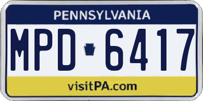 PA license plate MPD6417