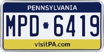 PA license plate MPD6419