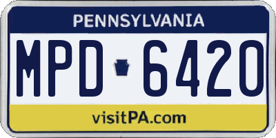 PA license plate MPD6420