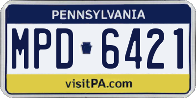 PA license plate MPD6421