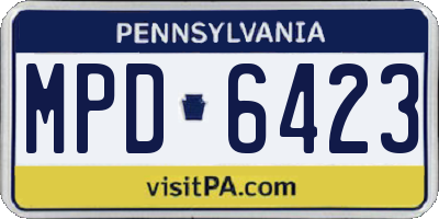 PA license plate MPD6423