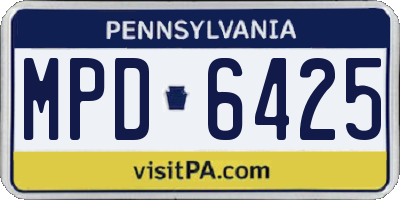 PA license plate MPD6425