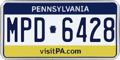 PA license plate MPD6428