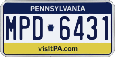 PA license plate MPD6431