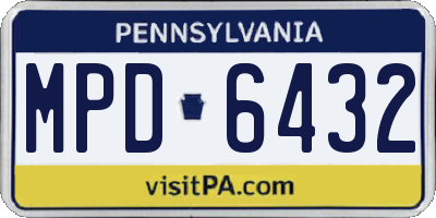 PA license plate MPD6432