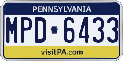 PA license plate MPD6433