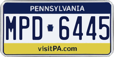 PA license plate MPD6445