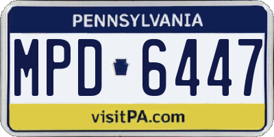 PA license plate MPD6447