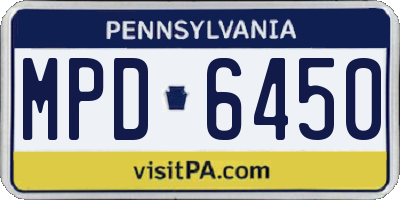 PA license plate MPD6450