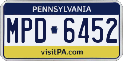 PA license plate MPD6452
