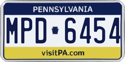 PA license plate MPD6454