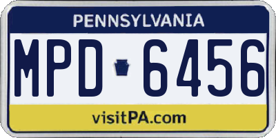 PA license plate MPD6456