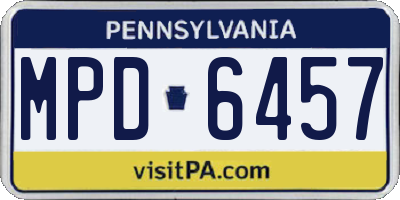 PA license plate MPD6457