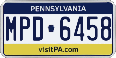 PA license plate MPD6458