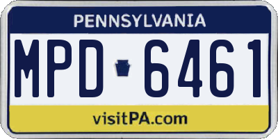 PA license plate MPD6461