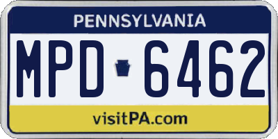 PA license plate MPD6462