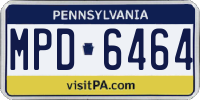 PA license plate MPD6464